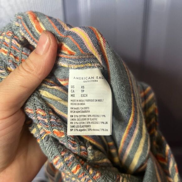 American Eagle Colorful Striped Vneck Straight Leg Jumpsuit Romper Size XS - Picture 5 of 14